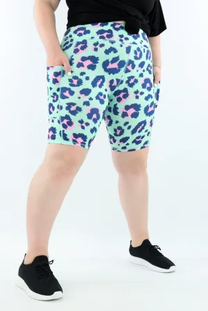 Minty Leopard - Casual - Long Shorts - Pockets