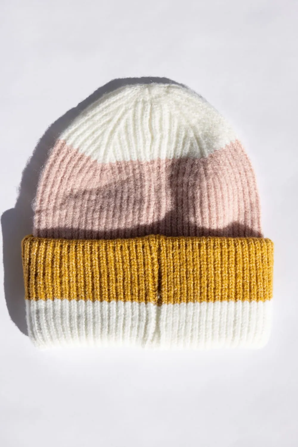 Multi Stripe Knit Beanie for Women in Ivory | HCB320039-IVORY