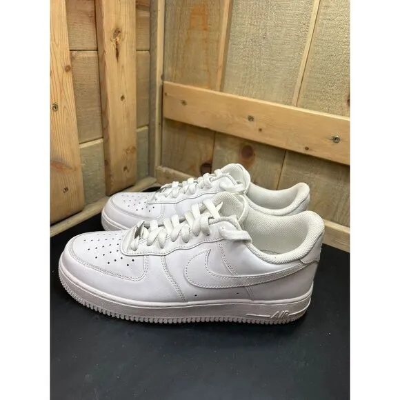 Nike Air Force 1 All-White Low Top Sneakers Mens Size 8.5 Classic Leather