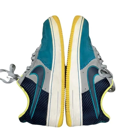 Nike Air Force 1 Sneakers Size 8.5 Wolf Grey Mid Navy Tropical Teal 488298 039