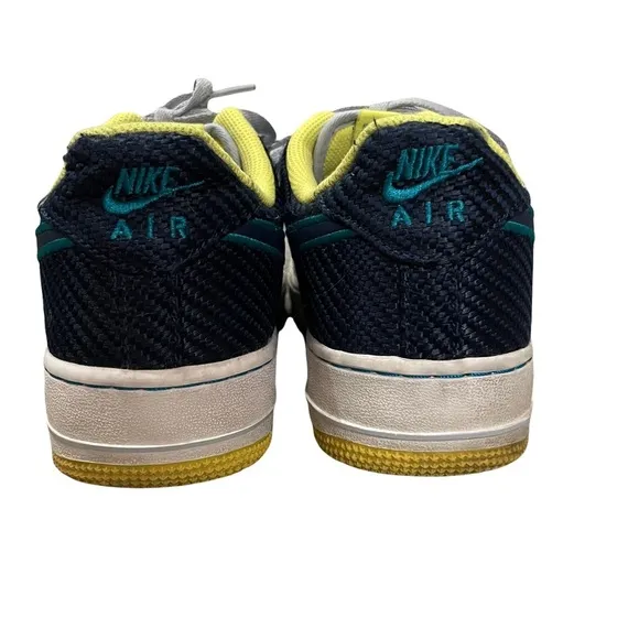 Nike Air Force 1 Sneakers Size 8.5 Wolf Grey Mid Navy Tropical Teal 488298 039