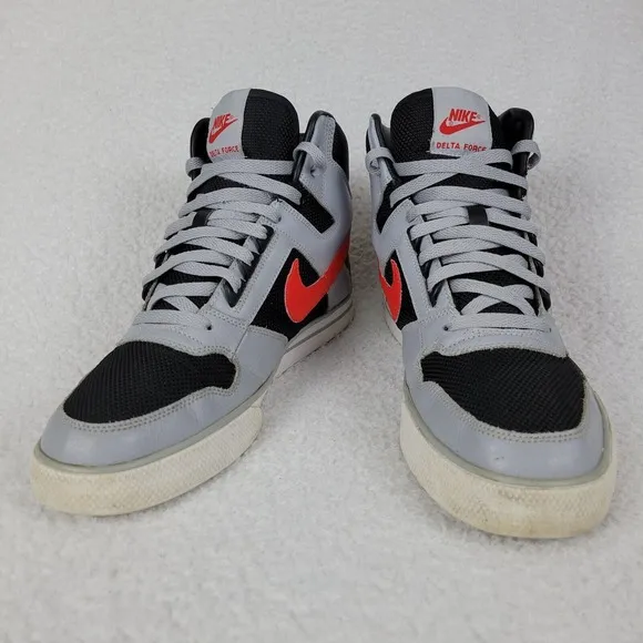 Nike Delta Force Hightop Sneakers Mens US 11 Gray Black Red 370424-062 **READ