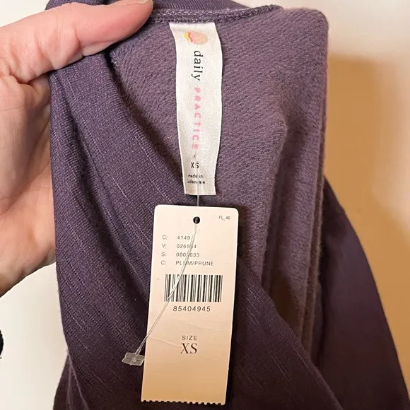 NWT ANTHROPOLOGIE Daily Practice Long Sleeve Ruched Mini Dress Size XS Purple