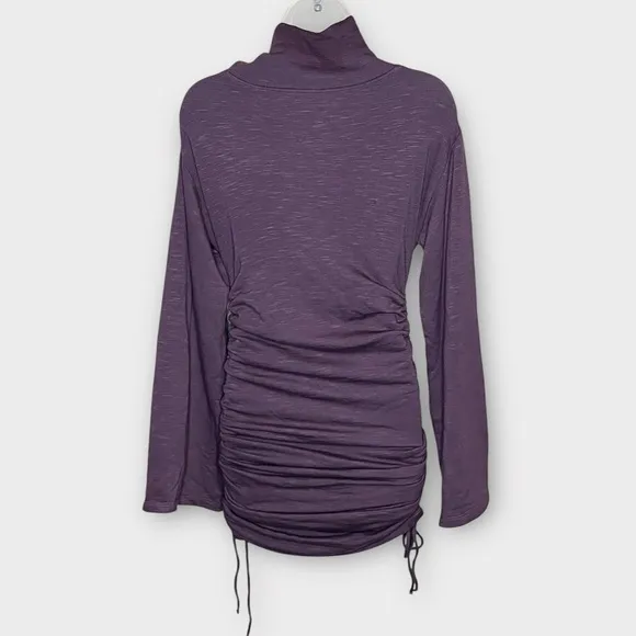 NWT ANTHROPOLOGIE Daily Practice Long Sleeve Ruched Mini Dress Size XS Purple