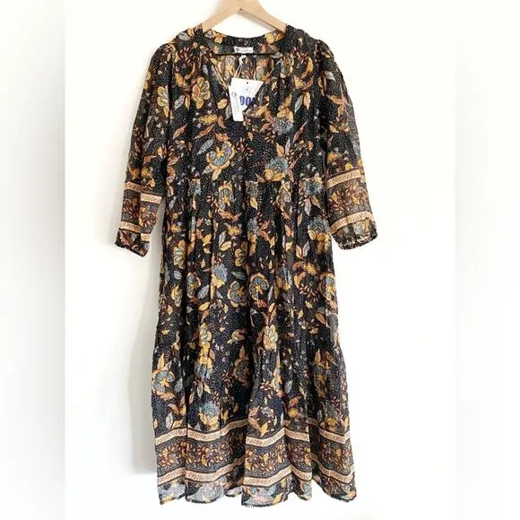 NWT SUNDRY for EVEREVE Felicity Floral Boho Prairie Peasant Dress in size 0 / XS