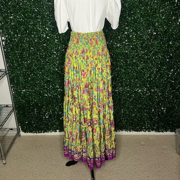 NWT Women’s Boho Zury Indian Tropic Long Skirt with Elastic Waist – One Size
