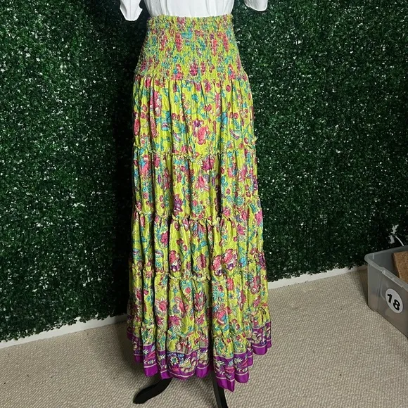 NWT Women’s Boho Zury Indian Tropic Long Skirt with Elastic Waist – One Size