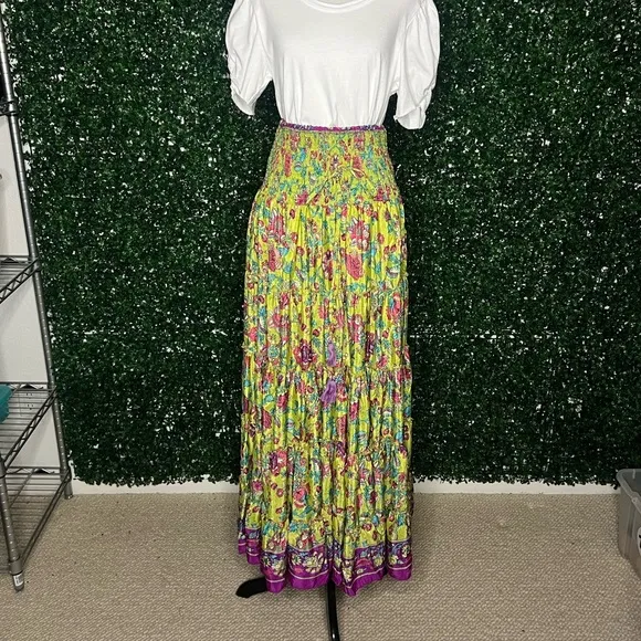 NWT Women’s Boho Zury Indian Tropic Long Skirt with Elastic Waist – One Size