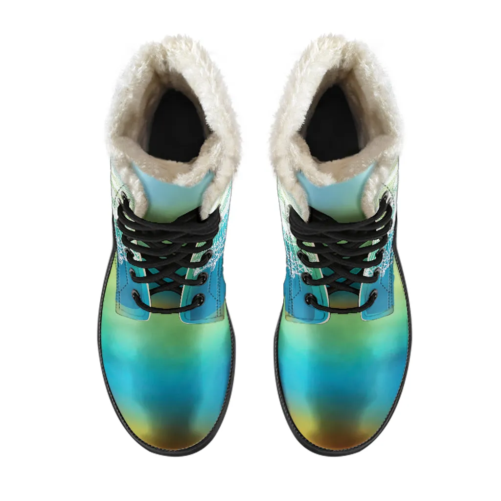 Ohm Mandala Faux Fur Leather Boots