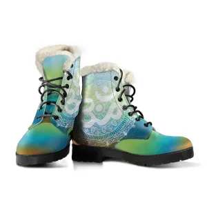 Ohm Mandala Faux Fur Leather Boots