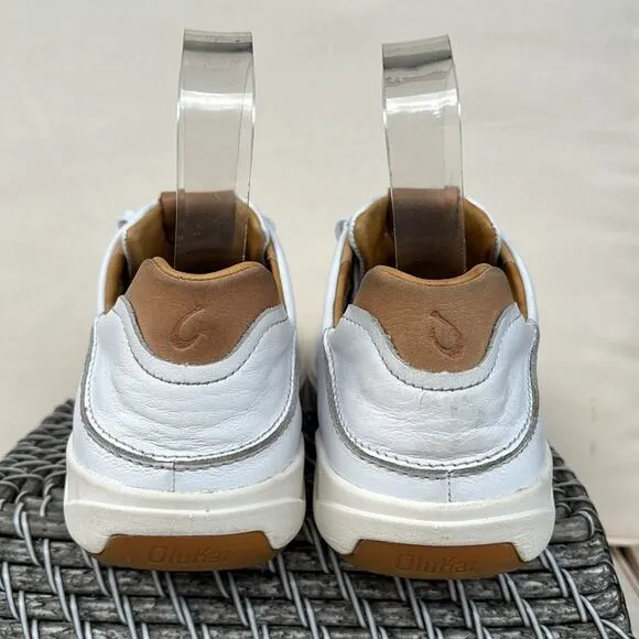 Olukai Lae’ahi Li ‘I’ll Waterproof White Leather Sneakers Size Men’s 8