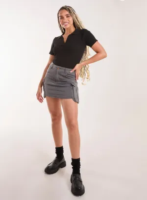 Oversized Pocket Cargo Mini Skirt