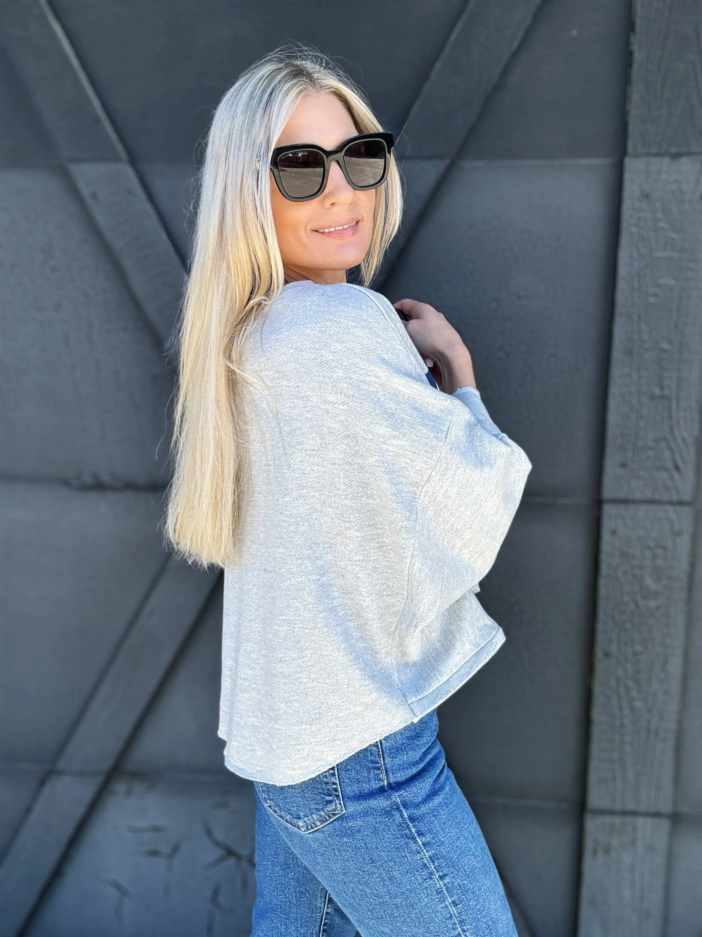 Oversized Texas Crop In Heather Grey