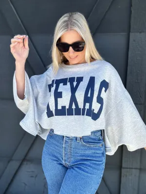 Oversized Texas Crop In Heather Grey