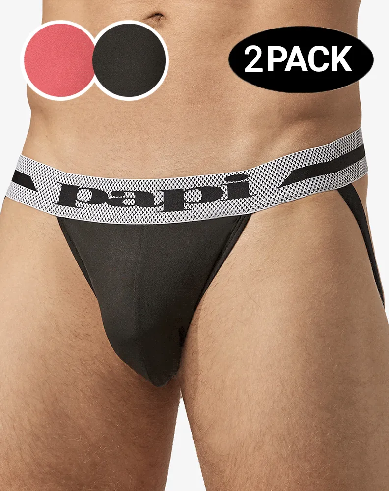 Papi Umpa081 2pk Microflex Jockstrap Alloy-black