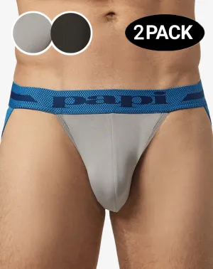 Papi Umpa081 2pk Microflex Jockstrap Alloy-black