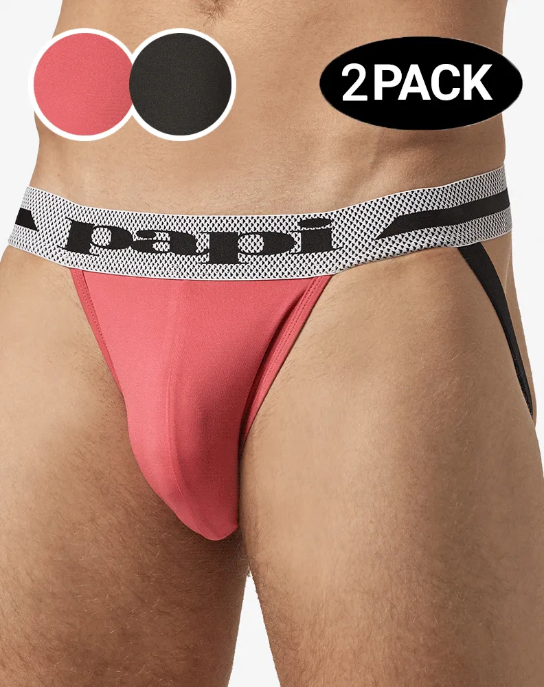 Papi Umpa081 2pk Microflex Jockstrap Alloy-black
