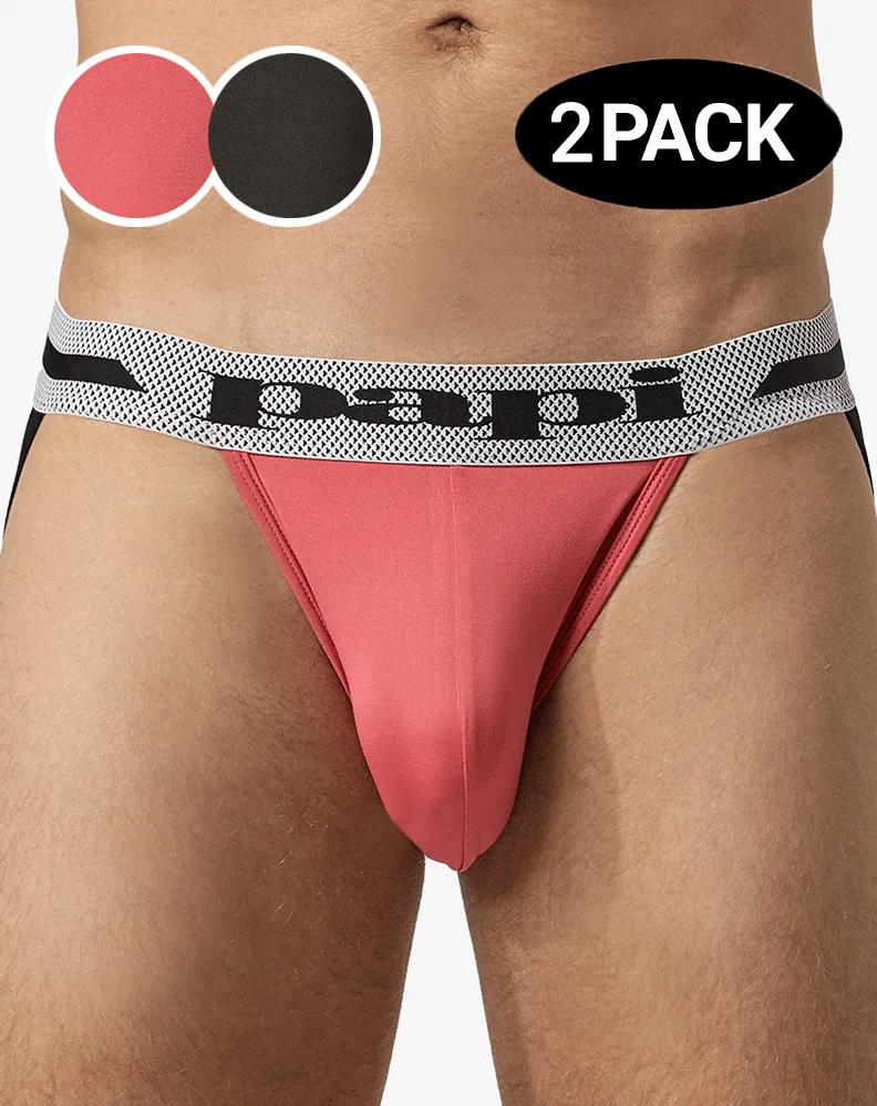 Papi Umpa081 2pk Microflex Jockstrap Alloy-black