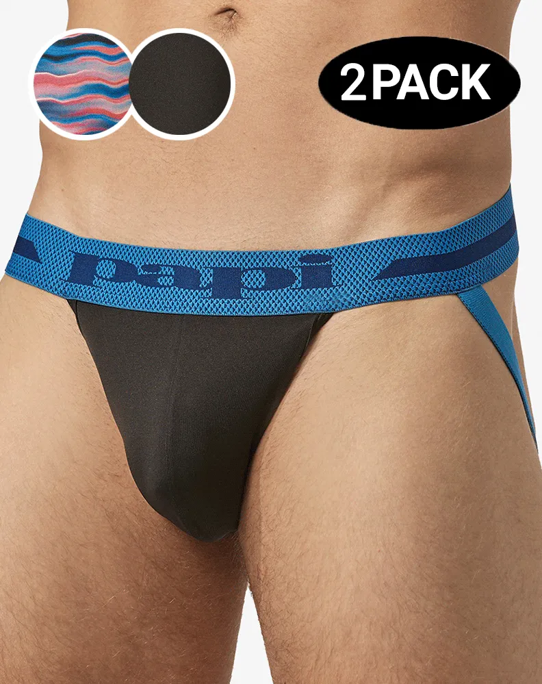 Papi Umpa081 2pk Microflex Jockstrap Alloy-black