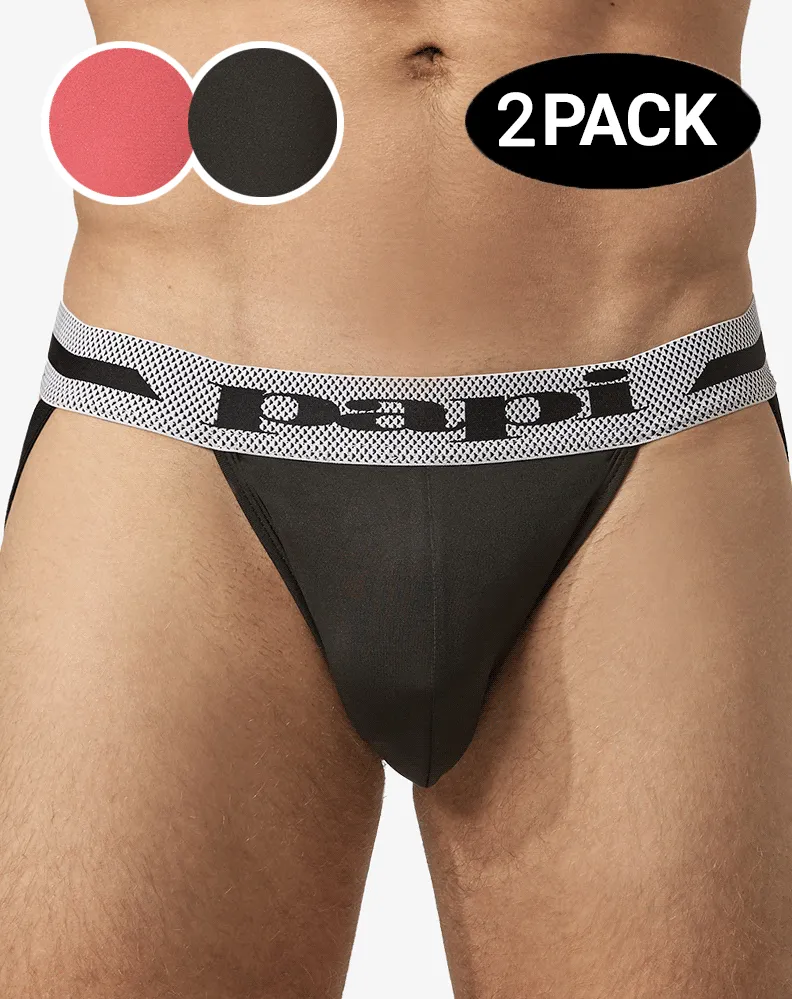 Papi Umpa081 2pk Microflex Jockstrap Alloy-black