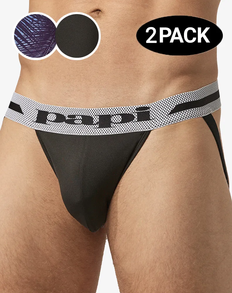 Papi Umpa081 2pk Microflex Jockstrap Alloy-black