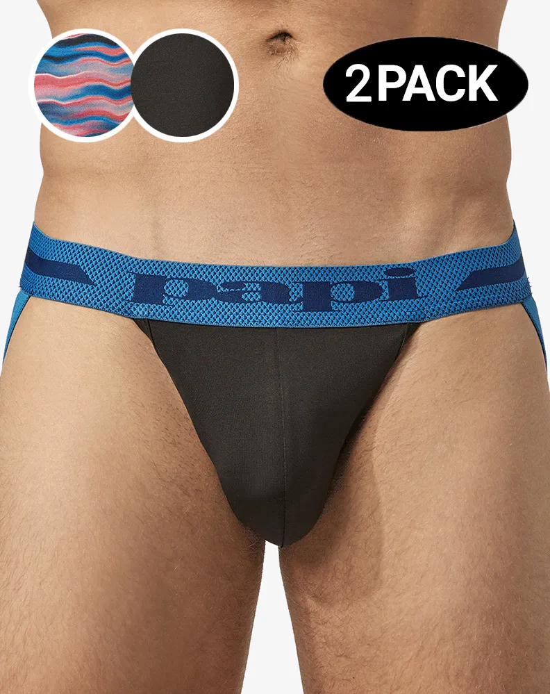 Papi Umpa081 2pk Microflex Jockstrap Alloy-black