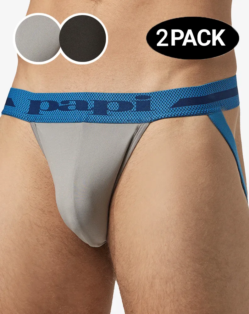Papi Umpa081 2pk Microflex Jockstrap Alloy-black
