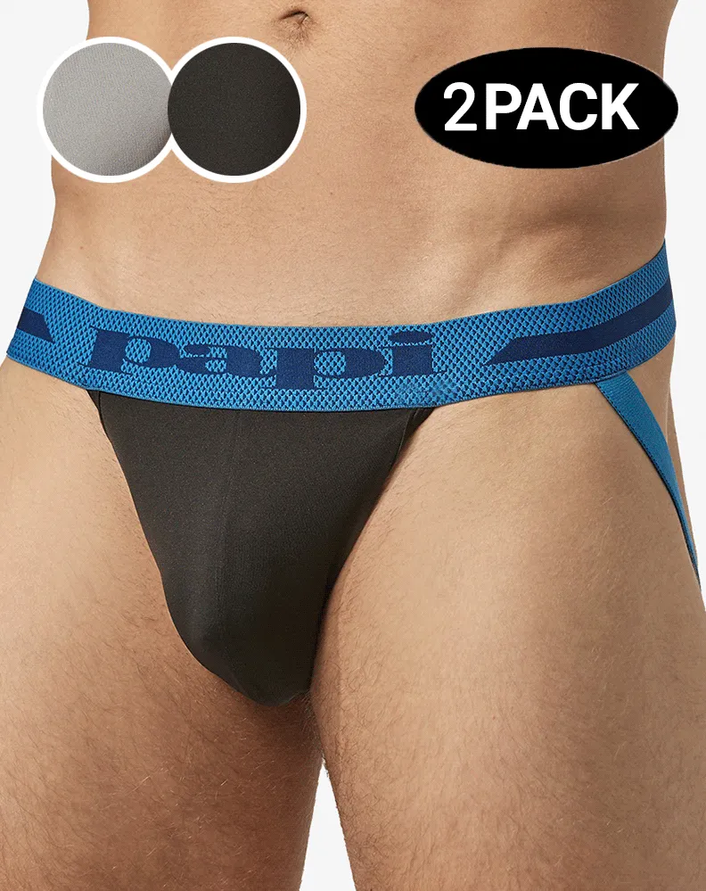 Papi Umpa081 2pk Microflex Jockstrap Alloy-black