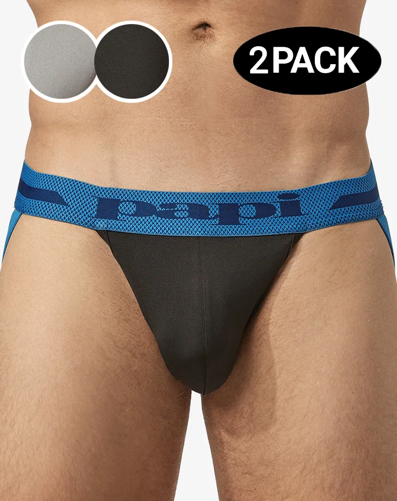 Papi Umpa081 2pk Microflex Jockstrap Alloy-black