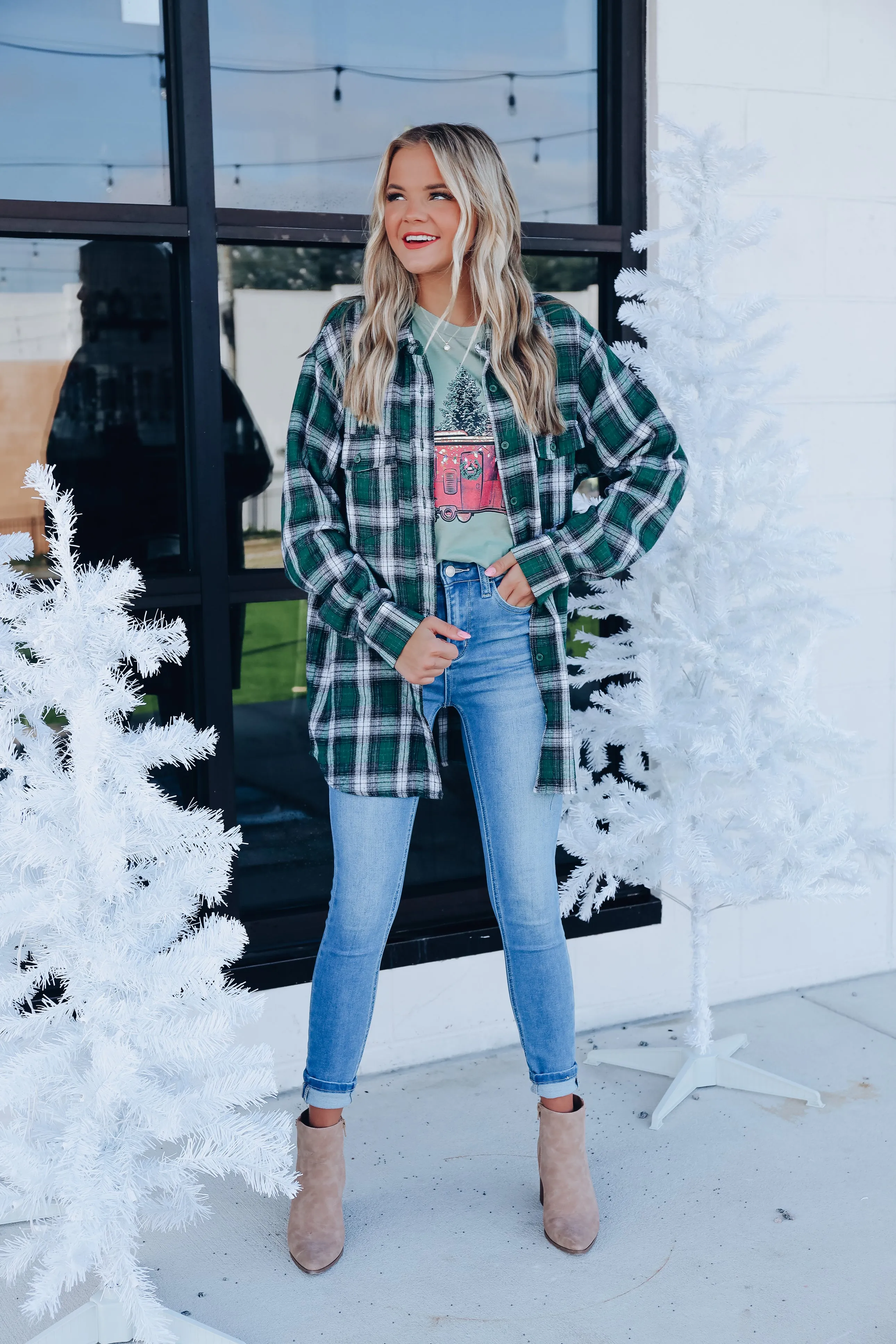 Pike Plaid Button Up Shirt - Green