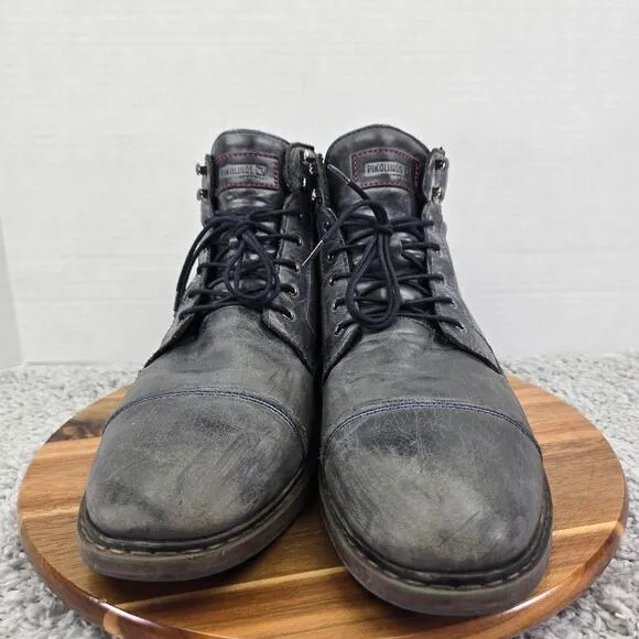 Pikolinos Gray Leather Cap Toe Side Zip Casual Lifestyle Casual Boots Mens 46
