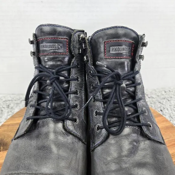Pikolinos Gray Leather Cap Toe Side Zip Casual Lifestyle Casual Boots Mens 46