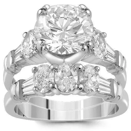 Platinum EGL Certified Diamond Bridal Ring Set 5.00 Ctw