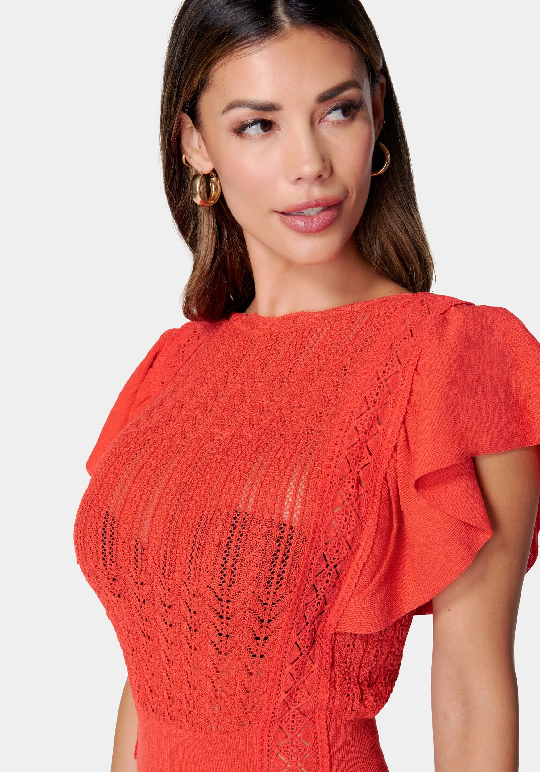 Pointelle Lace Trim Sweater