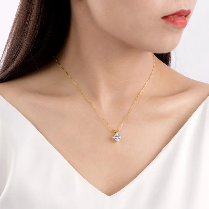 Princess Cut Moissanite Diamond Pendant Necklace