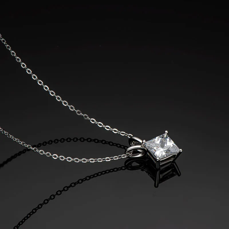 Princess Cut Moissanite Diamond Pendant Necklace