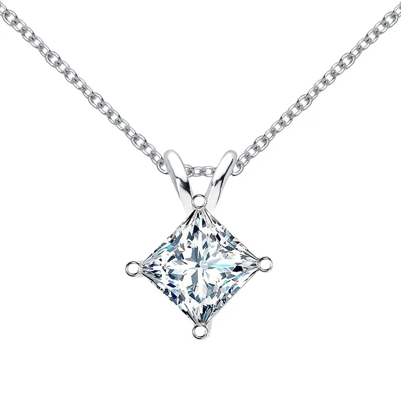 Princess Cut Moissanite Diamond Pendant Necklace