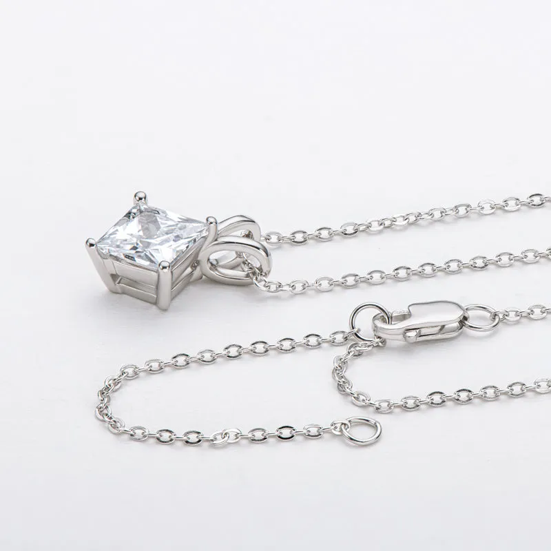 Princess Cut Moissanite Diamond Pendant Necklace