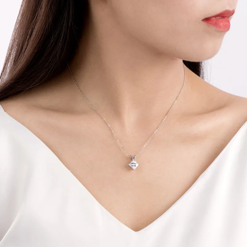 Princess Cut Moissanite Diamond Pendant Necklace
