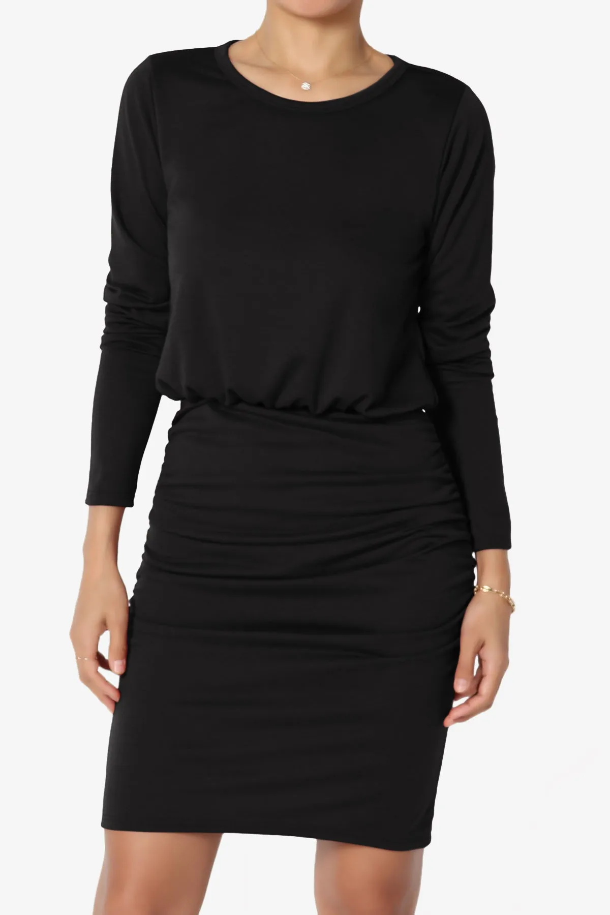 Prowl Ruched Long Sleeve T-Shirt Dress PLUS