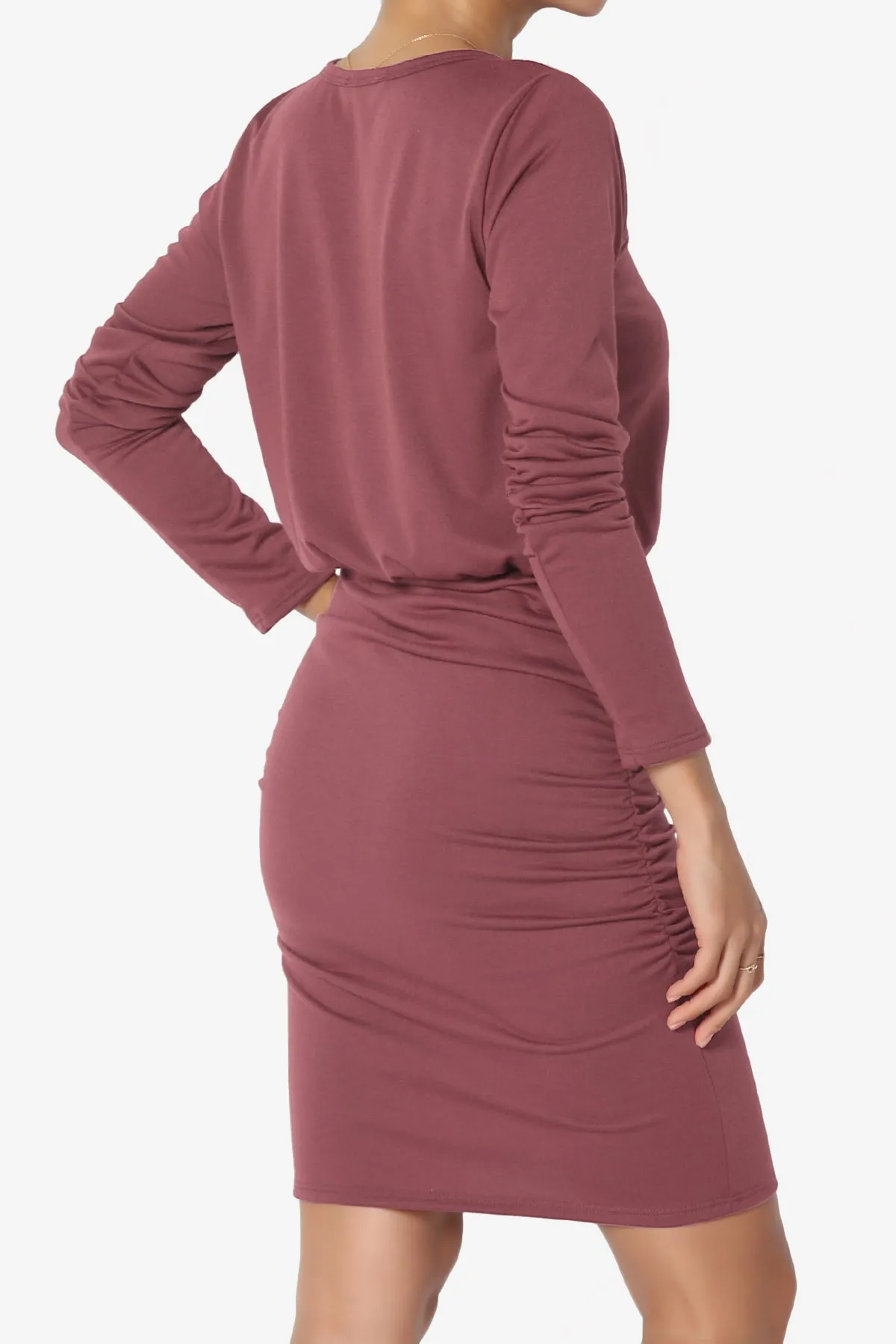 Prowl Ruched Long Sleeve T-Shirt Dress PLUS