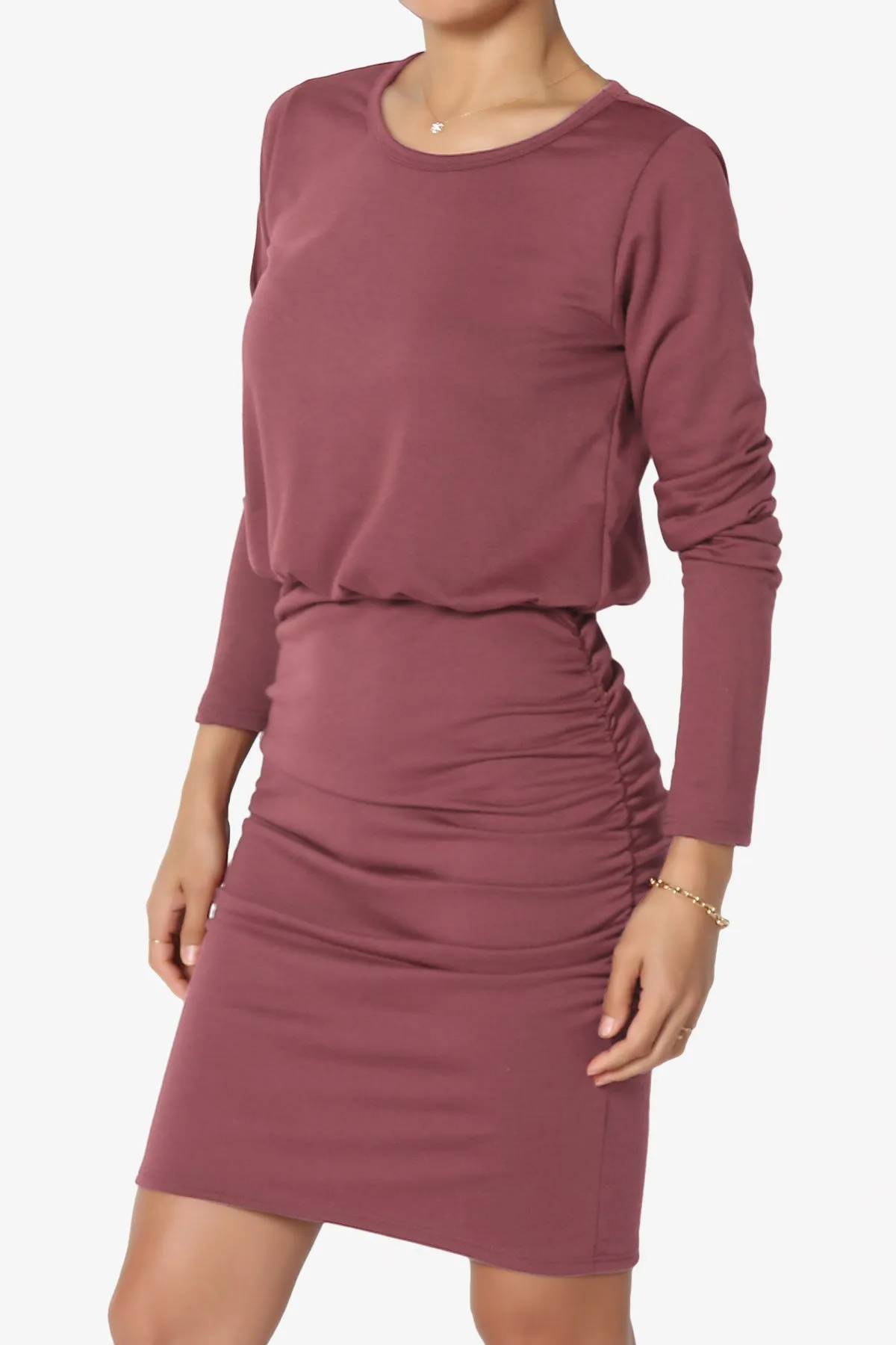 Prowl Ruched Long Sleeve T-Shirt Dress PLUS