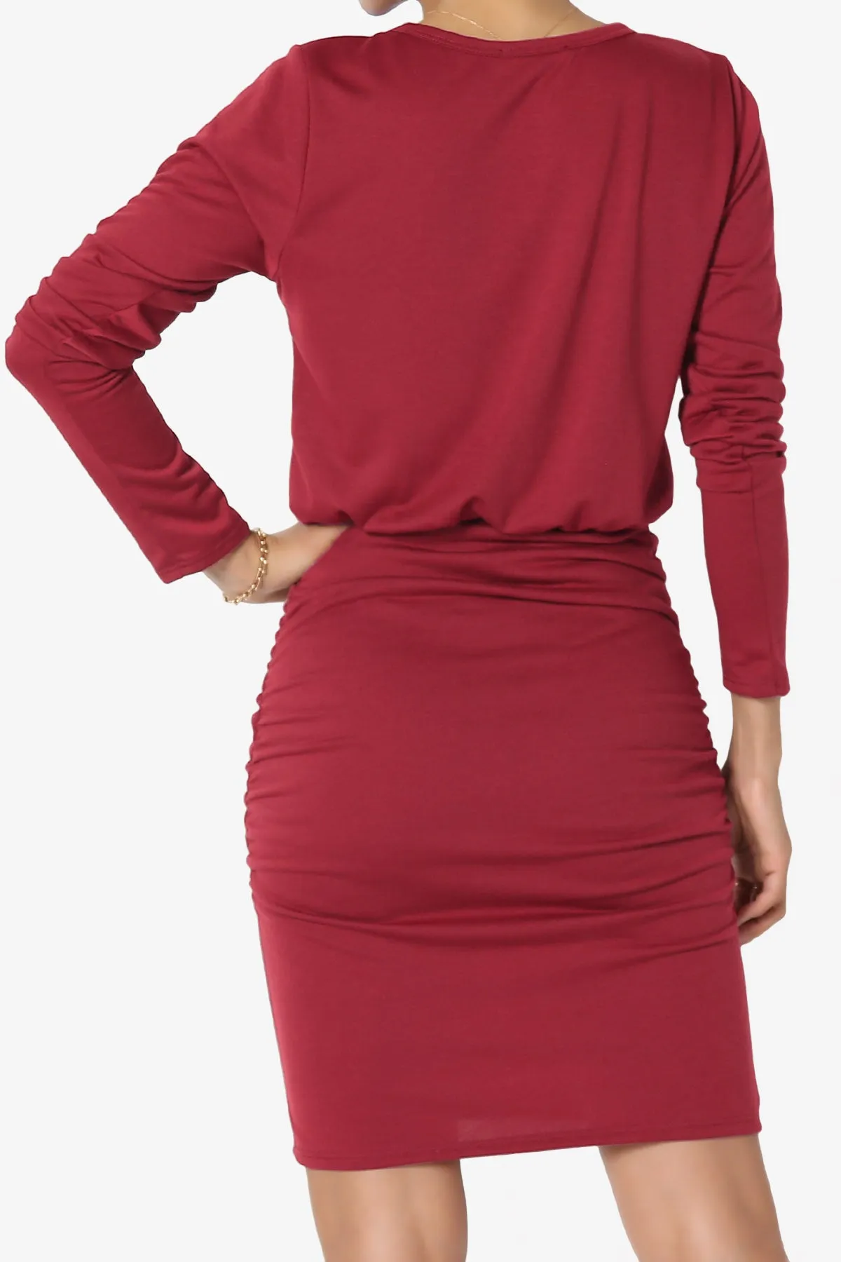 Prowl Ruched Long Sleeve T-Shirt Dress PLUS