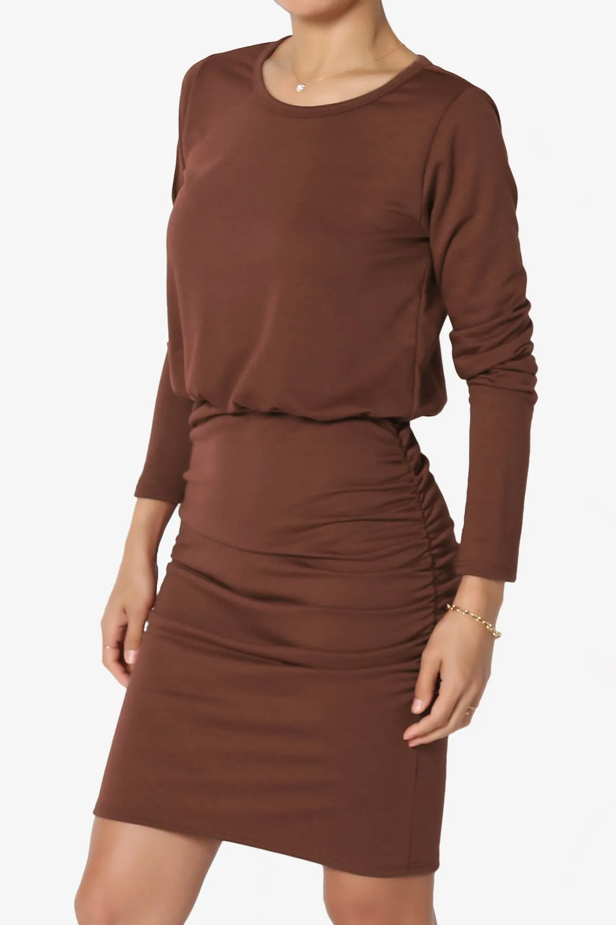 Prowl Ruched Long Sleeve T-Shirt Dress PLUS