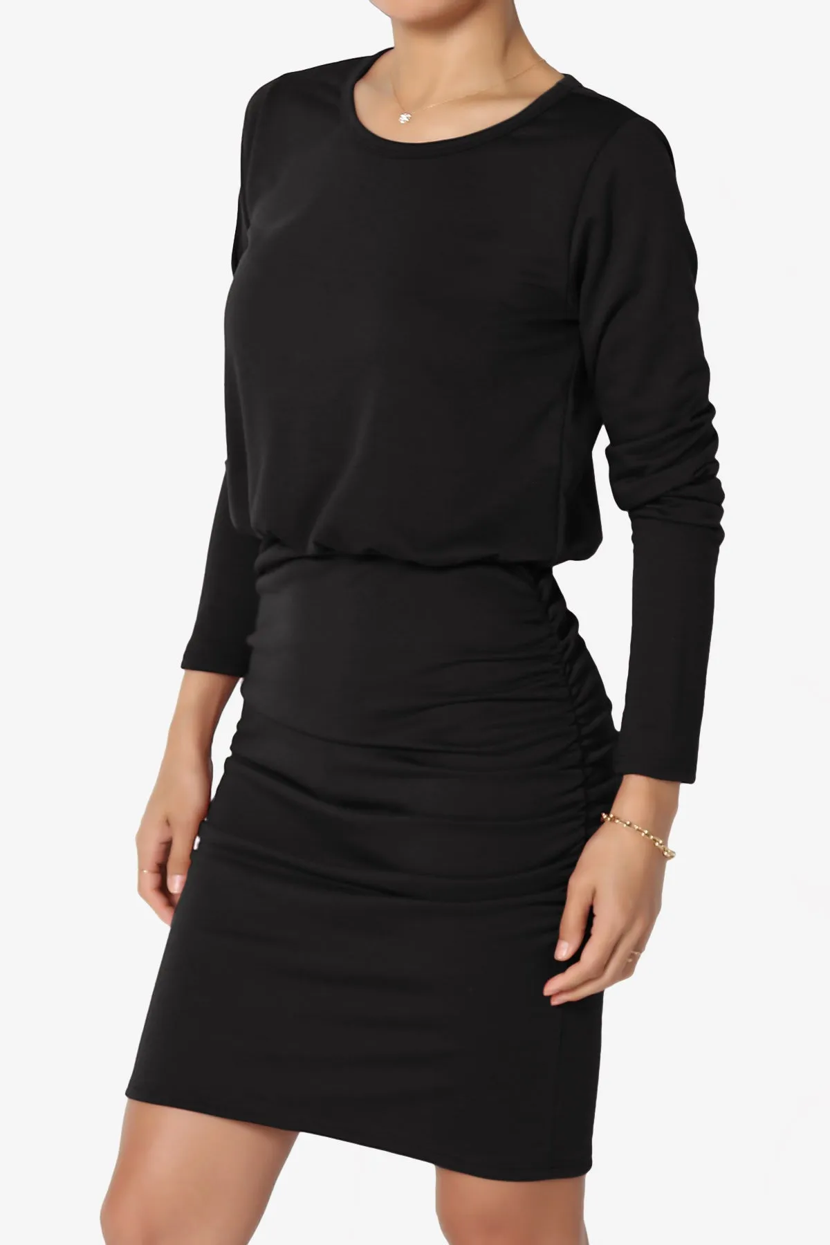 Prowl Ruched Long Sleeve T-Shirt Dress PLUS