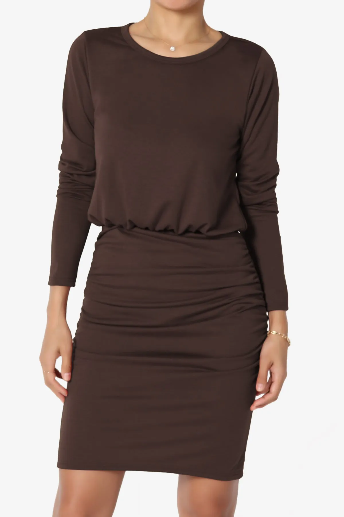 Prowl Ruched Long Sleeve T-Shirt Dress PLUS