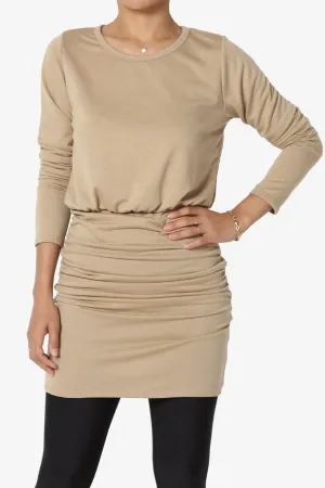 Prowl Ruched Long Sleeve T-Shirt Dress PLUS