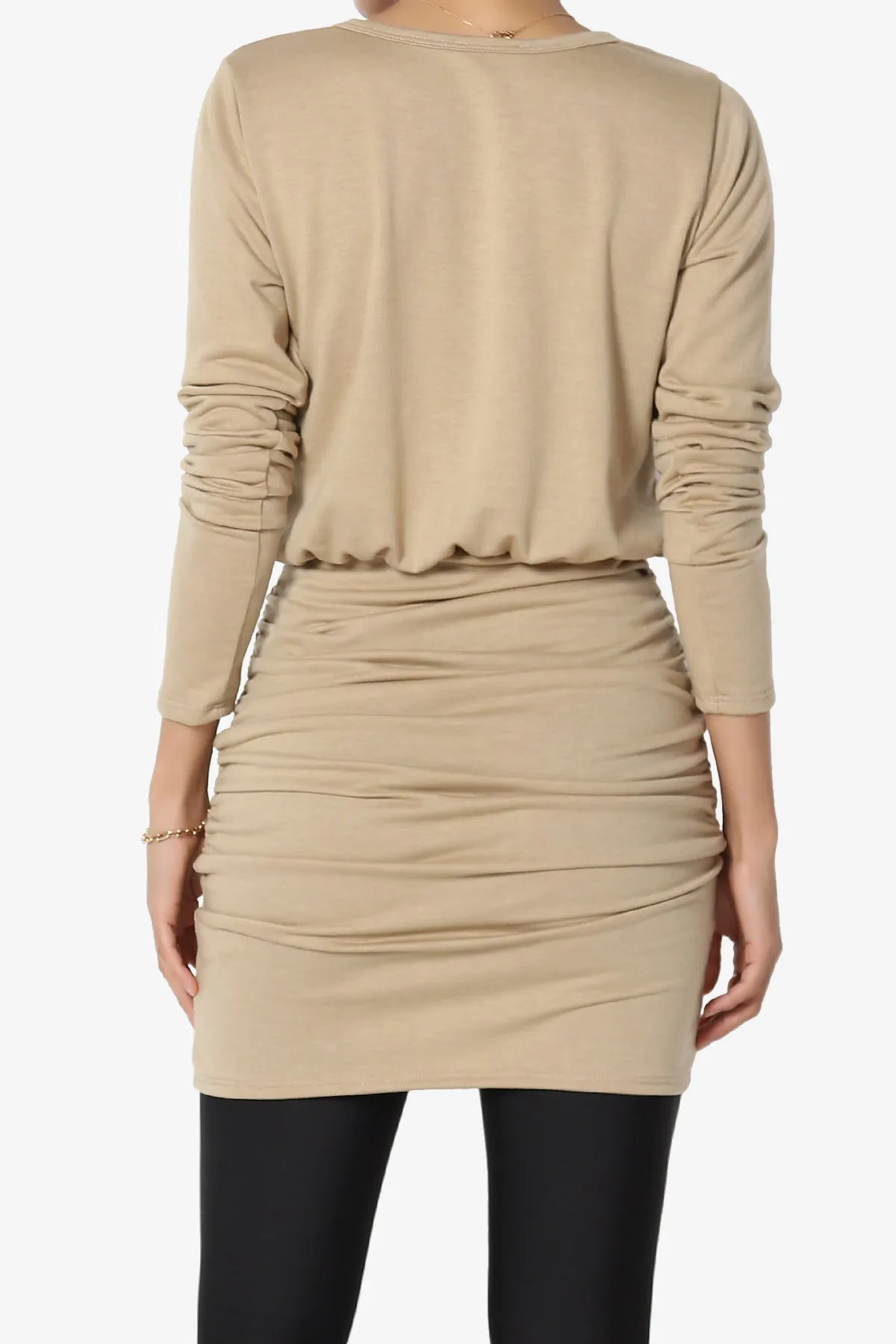 Prowl Ruched Long Sleeve T-Shirt Dress PLUS