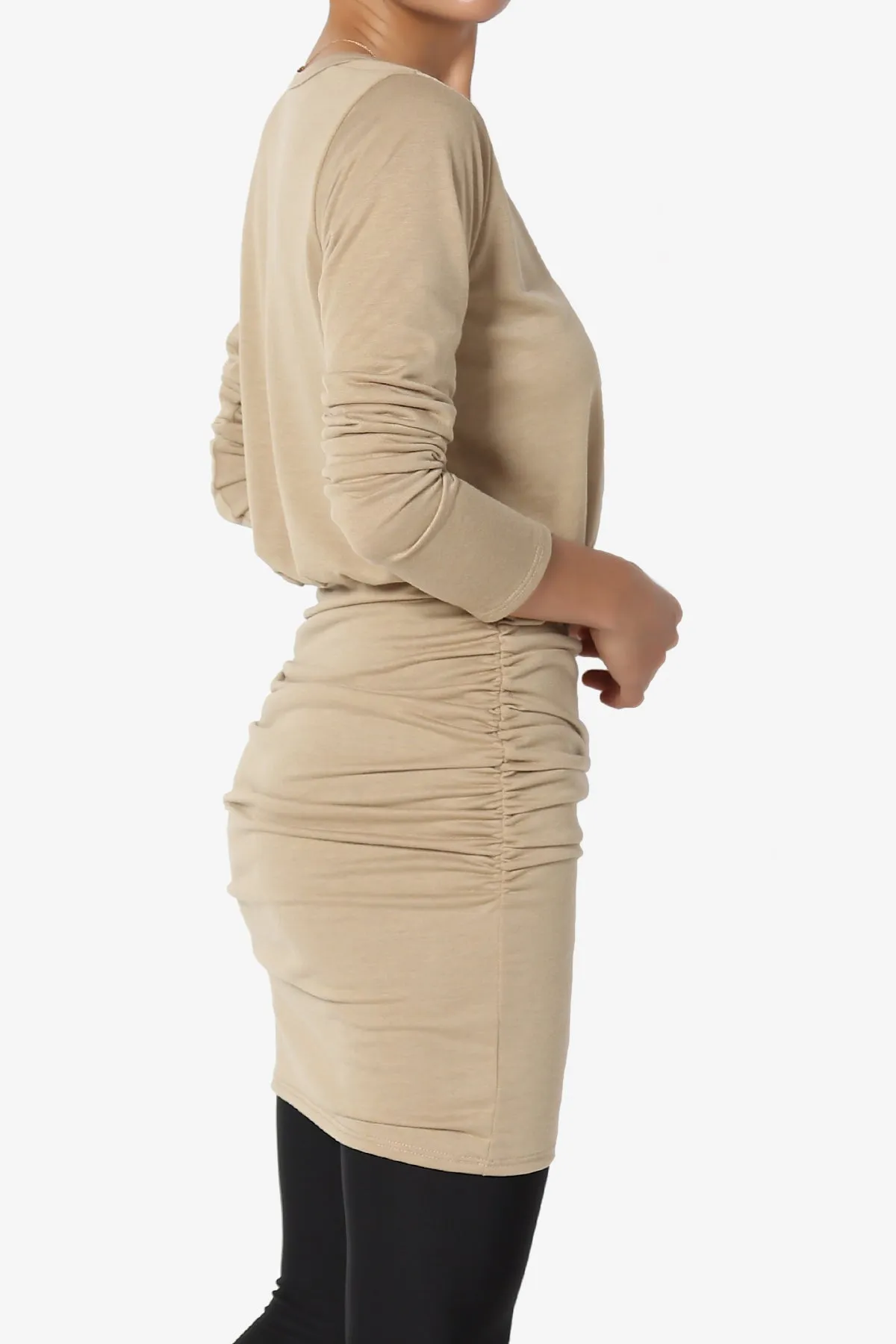 Prowl Ruched Long Sleeve T-Shirt Dress PLUS