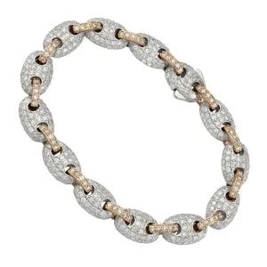 Puff Link Diamond Bracelet in Two Tone 14k Gold 9.5mm 10 Ctw
